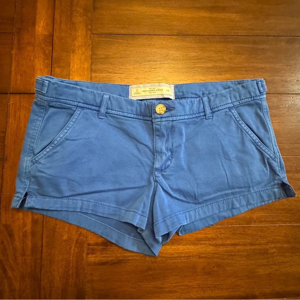 🛑SOLD🛑Vintage Y2K 2000s Abercrombie & Fitch Micro Mini Shorts Blue Low Rise Sz 6